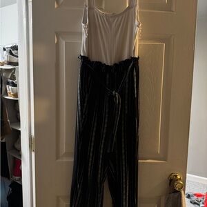 Chic Striped Black and White Jumpsuit